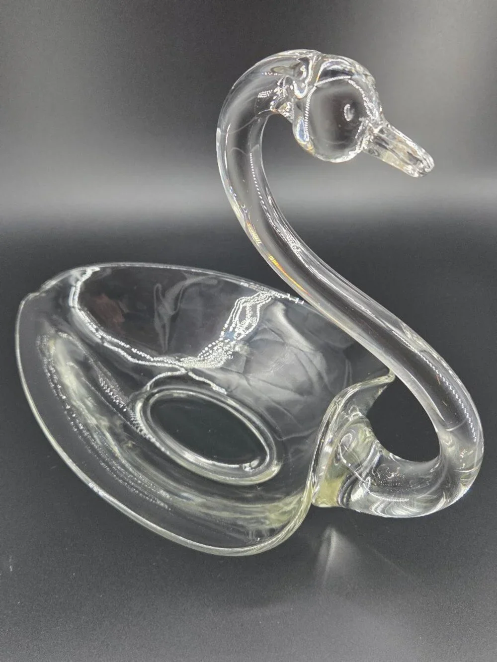 Vintage Duncan Miller Glass Swan Bowl 12